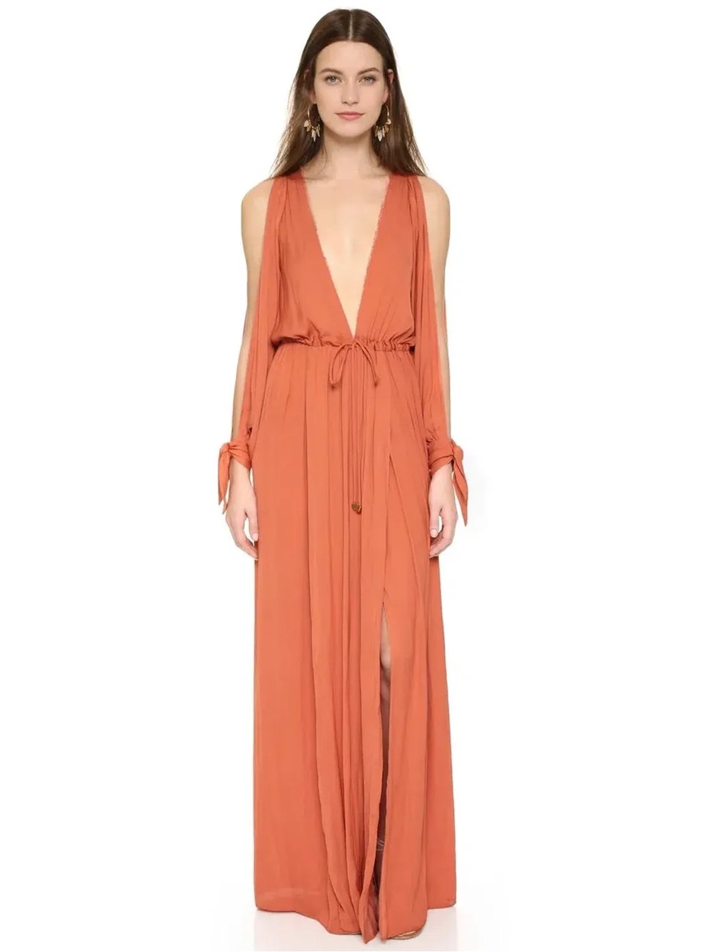 Bec & Bridge Shifting Sands Satin Open Long Sleeve Maxi Dress Women’s Size 6